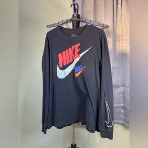 Nike Black Long Sleeve Tee with Multicolor Logo
